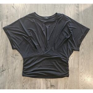 Women szL Express Black Top Dolman Sleeve Ruched Waist VNeck Fall Witchy Classic